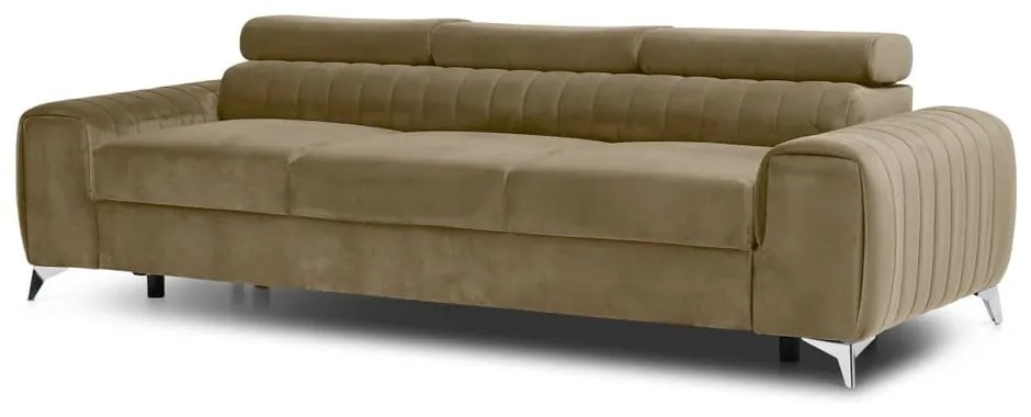 Divano marrone chiaro allungabile e rivestimento in velluto 261 cm Laurence – ELTAP