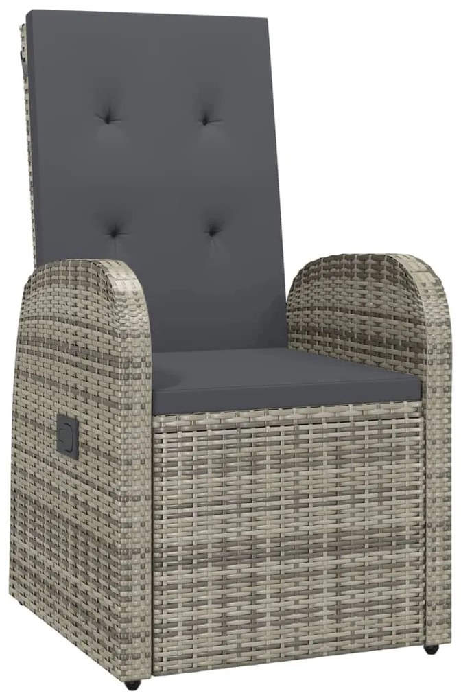 Set da pranzo da giardino 5 pz con cuscini in polyrattan grigio