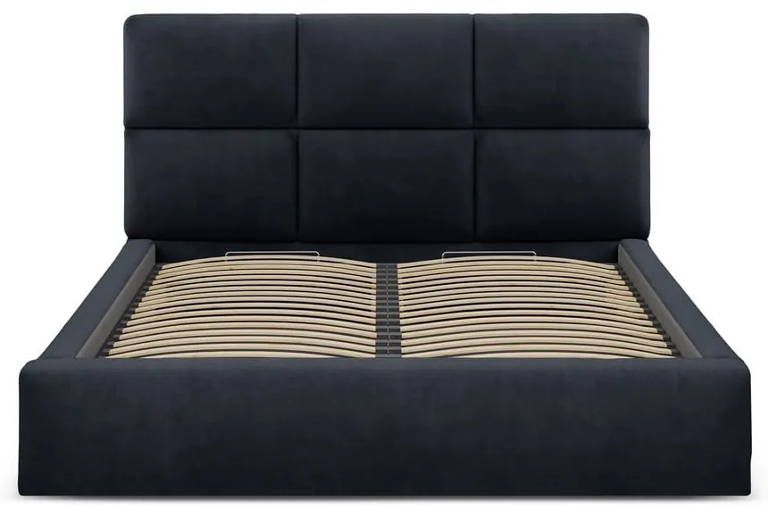 Letto matrimoniale imbottito blu scuro con contenitore con rete inclusa 160x200 cm Libera – Windsor &amp; Co Sofas