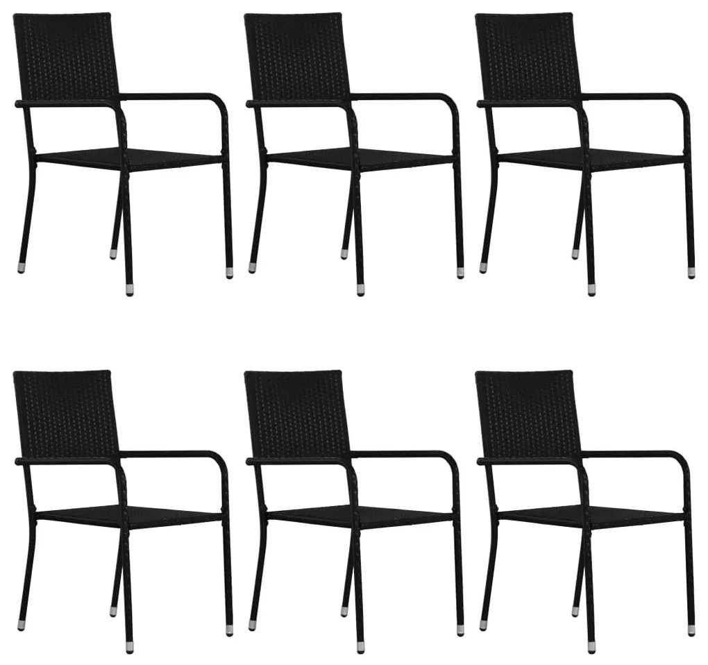 Set mobili da pranzo giardino 7 pz in polyrattan nero