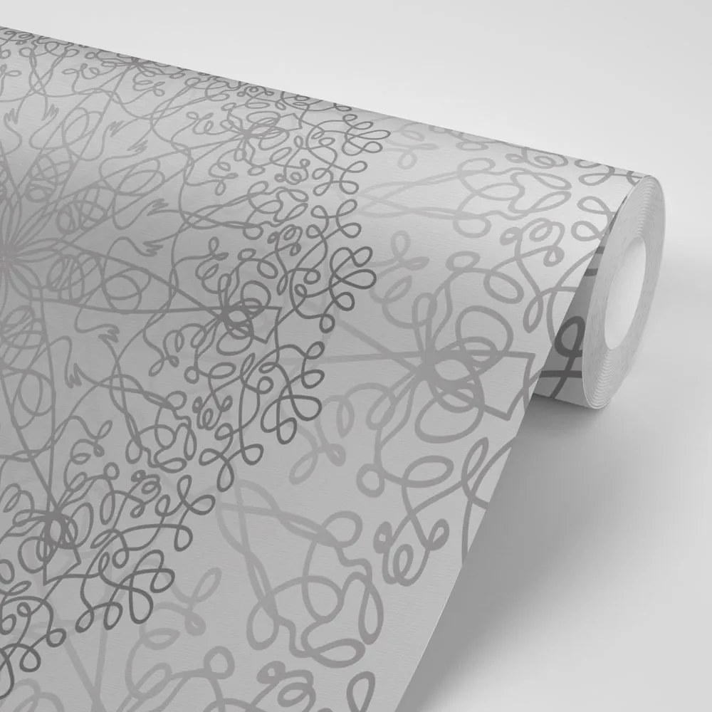 Carta da parati – Ornamento circolare grigio