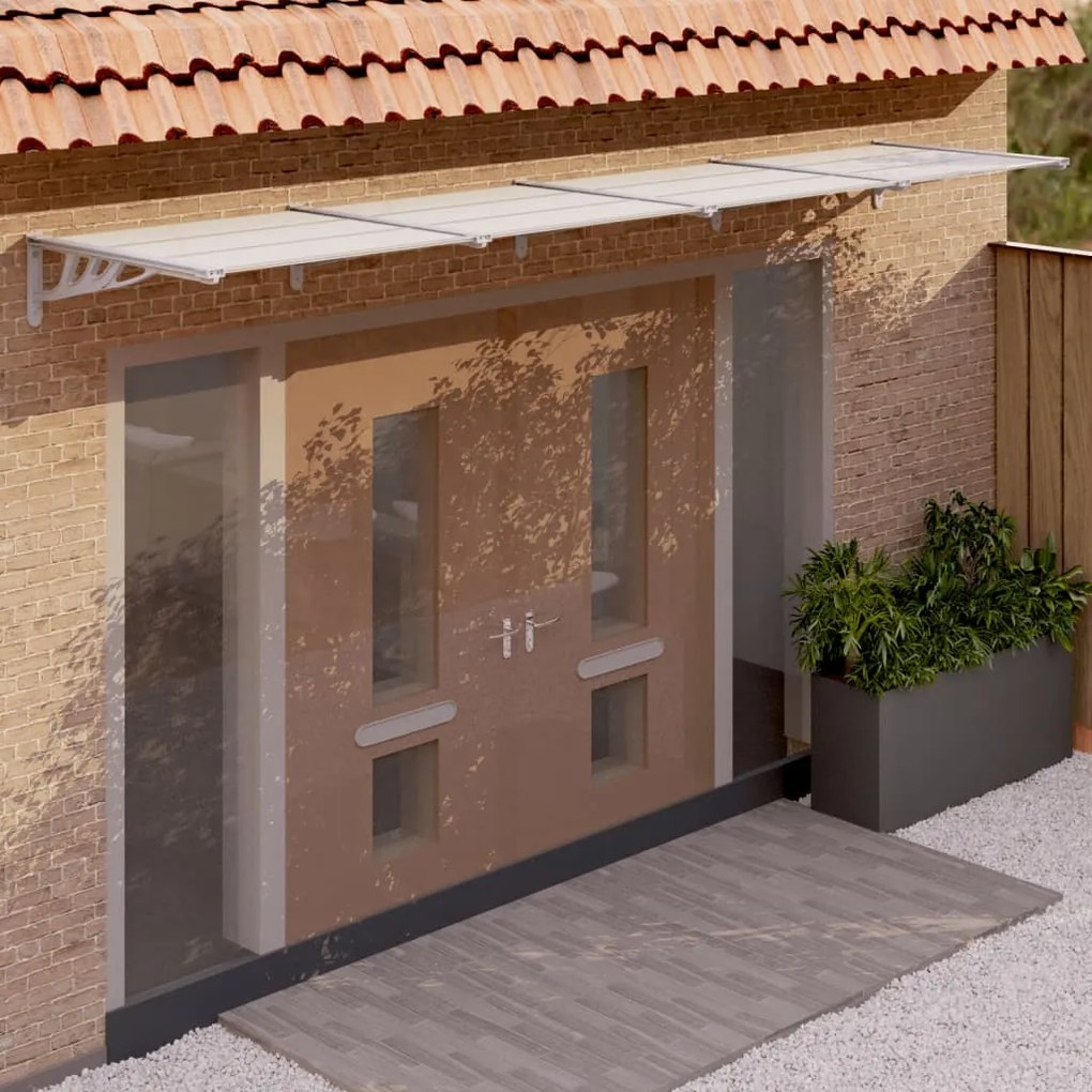 Tettoia Per Porta Grigio E Trasparente 396x90 Cm Policarbonato /