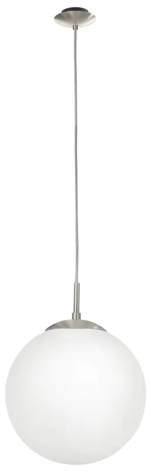 Lampadario bianco/argentato con paralume in vetro ø 25 cm RONDO – EGLO