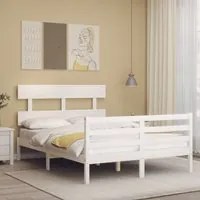 Giroletto con Testiera Bianco 140x190 cm in Legno Massellocod mxl 117767