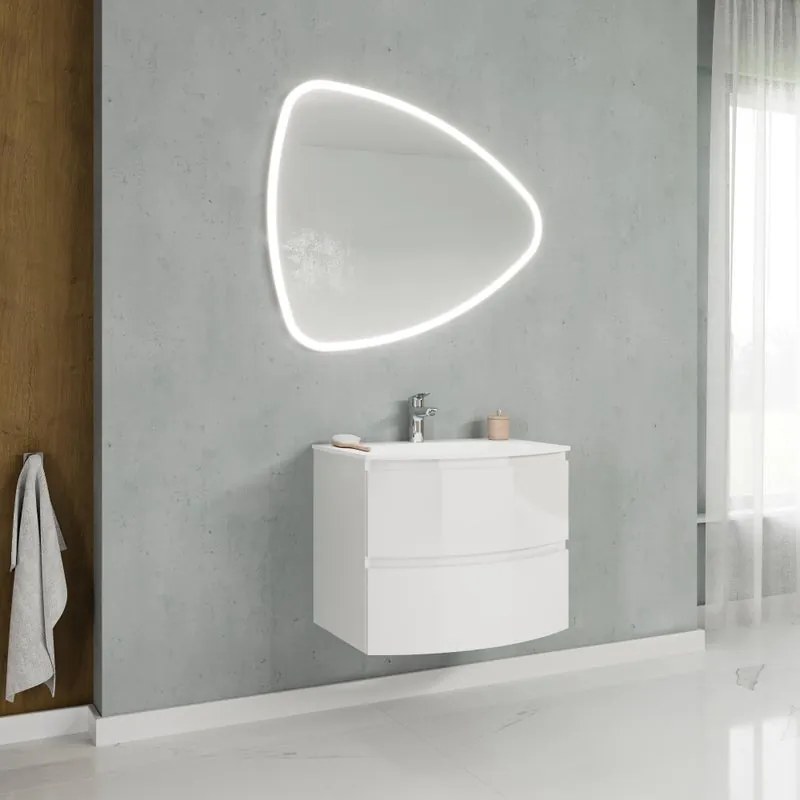 Base porta lavabo Armonia 70 cm bianco lucido, 2 cassetti
