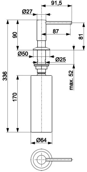KFA Armatura 990-100-31 - Distributore di sapone da incasso DUERO acciaio inossidabile/oro