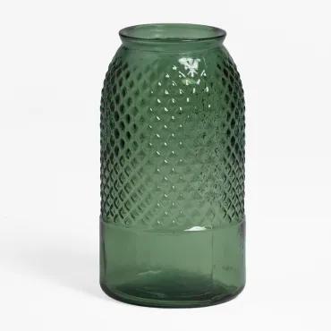 Vaso in vetro riciclato 27,5 cm Dinte Verde Felce - Sklum