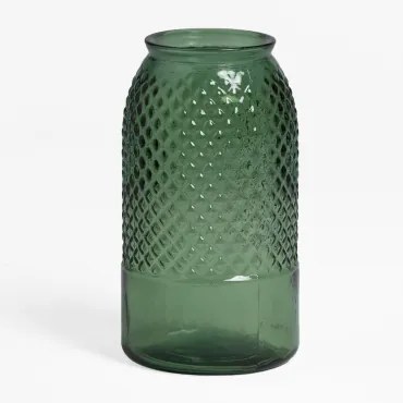 Vaso In Vetro Riciclato 27,5 Cm Dinte Verde Felce - Sklum