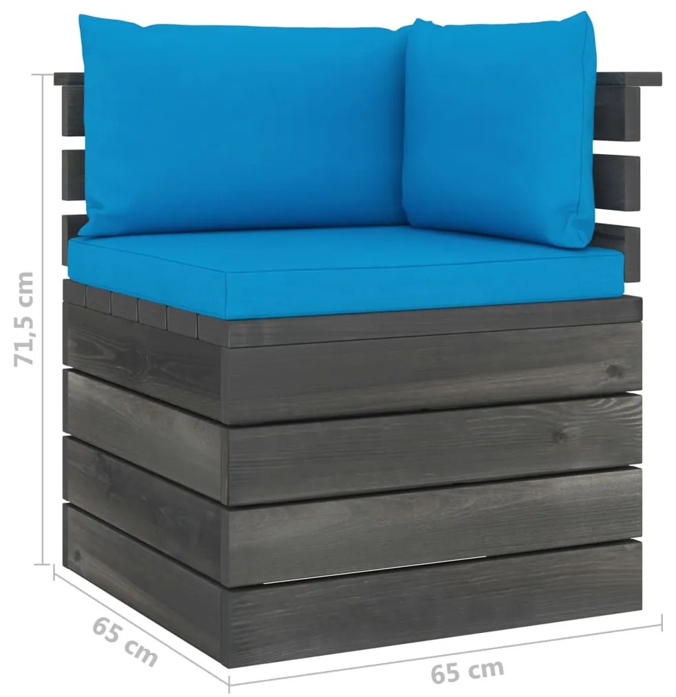 Set Divani da Giardino su Pallet 9 pz con Cuscini Massello Pino