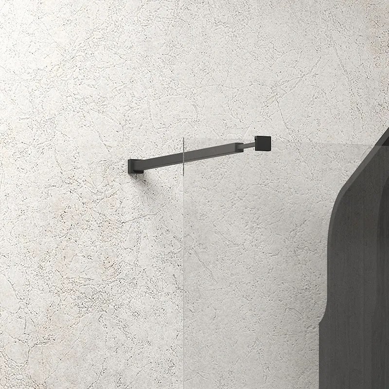 Kamalu - Parete doccia walk in 90x150 angolare profilo nero | KW4000B