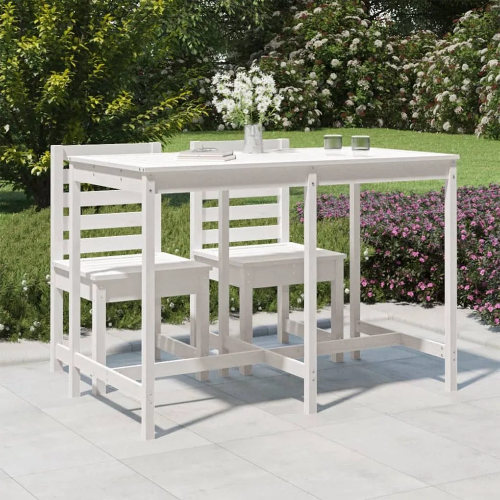 Tavolo da giardino bianco 159,5x82,5x110 cm legno massello pino