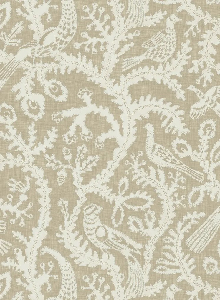 Josephine Munsey Carta da parati Stitched Birds - Greige