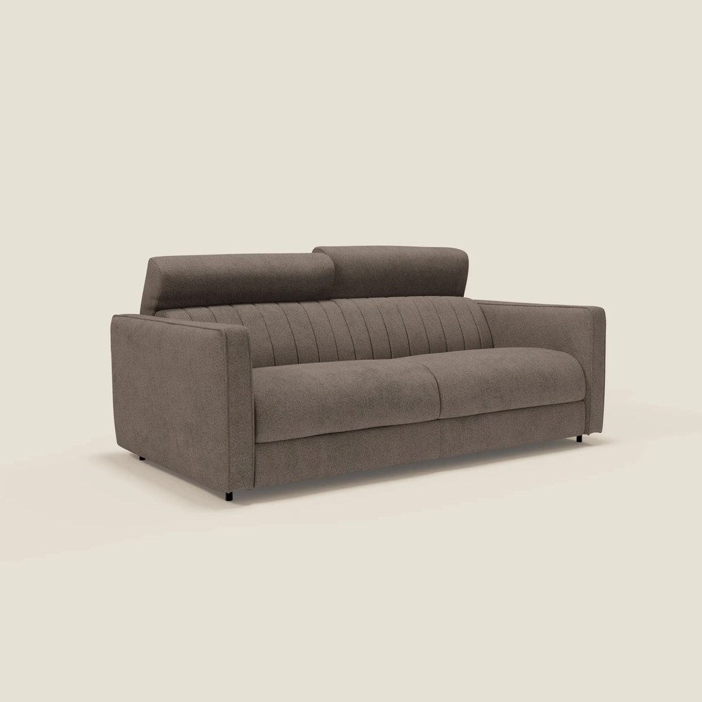 Nivon Divano letto moderno materasso H16 cm con poggiatesta in tessuto impermeabile T25 marrone
