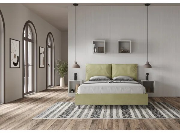 Letto matrimoniale e rete 160x190 in microfibra tč verde Antea