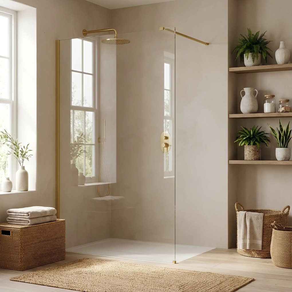 Parete doccia Rea Flexi Transparent / Brush Gold 70