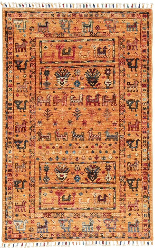 Samarkand Tappeto 120 x 80 Giallo (Pakistan) Annodato A Mano