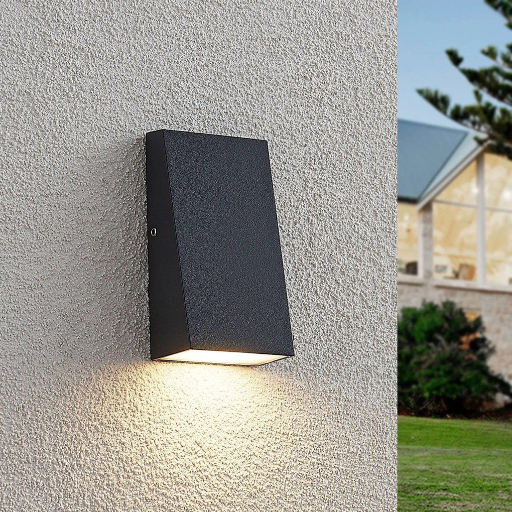 Applique da esterni a LED Adarey Lucande, Alluminio / Grigio / Zincato, Alluminio, Moderno, Applique LED da esterni