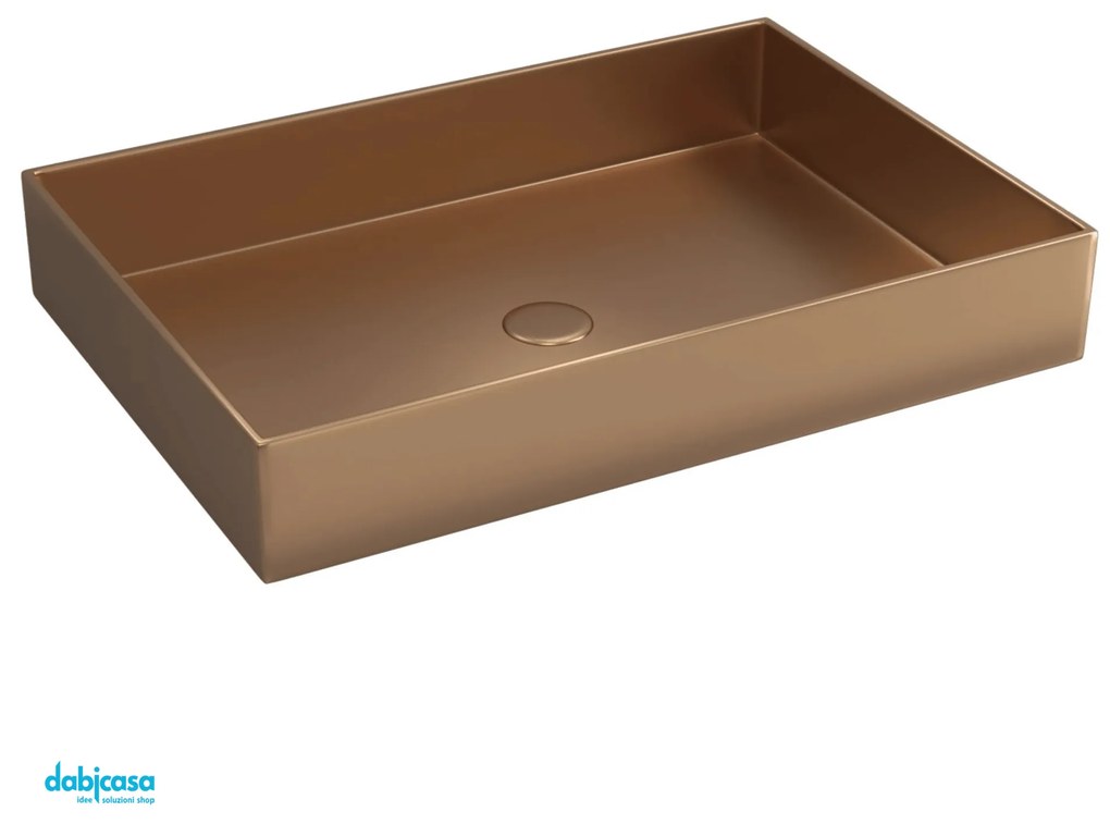 Lavabo D'Appoggio "Saturn" Da 55x38 Cm Finitura Rose Gold C/Piletta Click-Clack