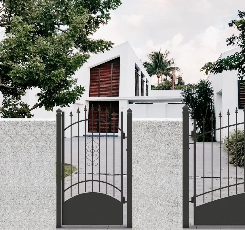 Cancello manuale battente Marmolada in ferro, apertura a destra, L 104.5, H 180-195 cm, di colore nero