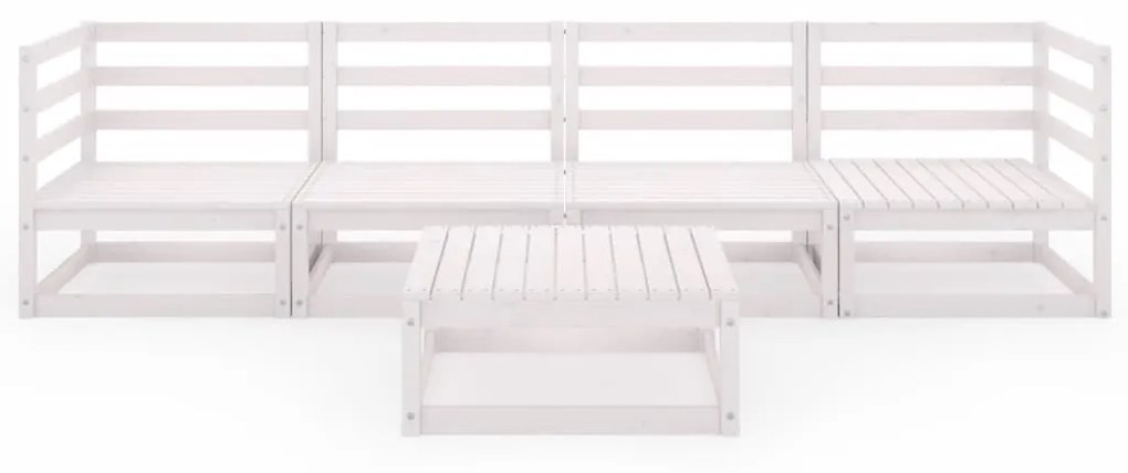 Set divani da giardino 5 pz bianco in legno massello di pino