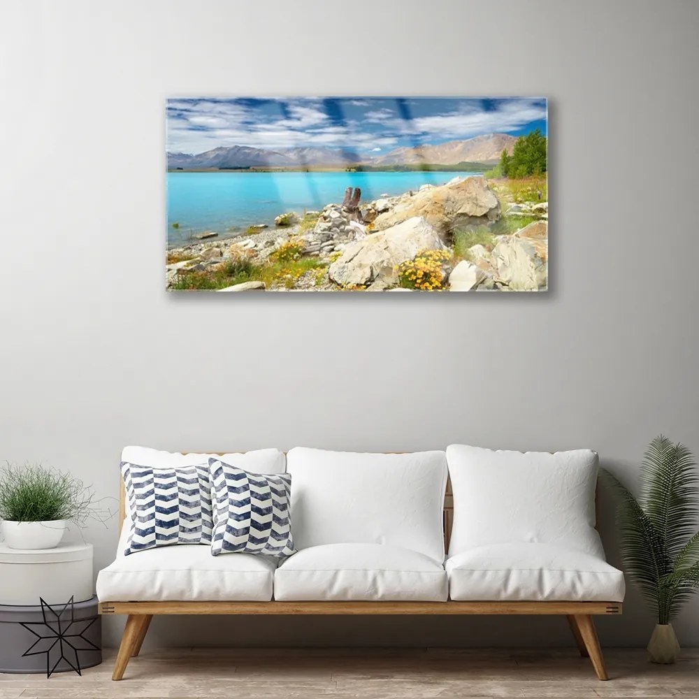 Quadro di vetro Paesaggio del mare di rocce 100x50 cm