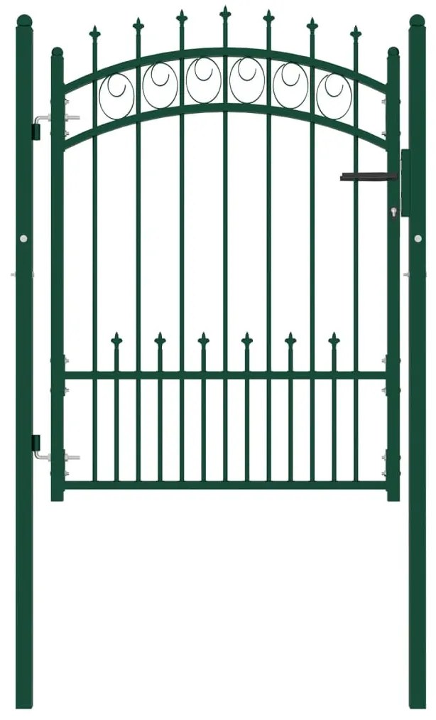 Cancello Per Recinzione Con Punte İn Acciaio 100x125 Cm Verde /