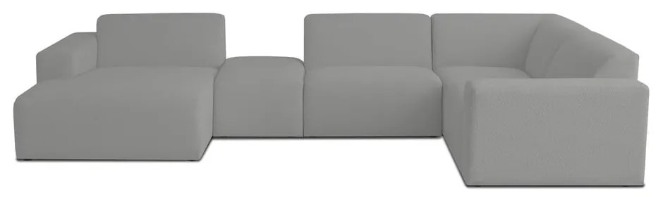 Divano angolare grigio in tessuto bouclé (a U) Roxy - Scandic