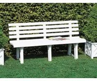 Panchina da esterno Pomezia, Panca monoblocco da giardino, Panchina outdoor, 100% Made in Italy, Cm 145x49h74, Bianco