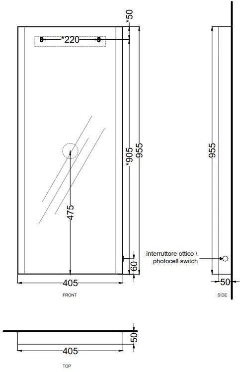 Cielo Arcadia Argo Specchio 40x95 A Parete Con Luce Led E Struttura In Metallo Cemento