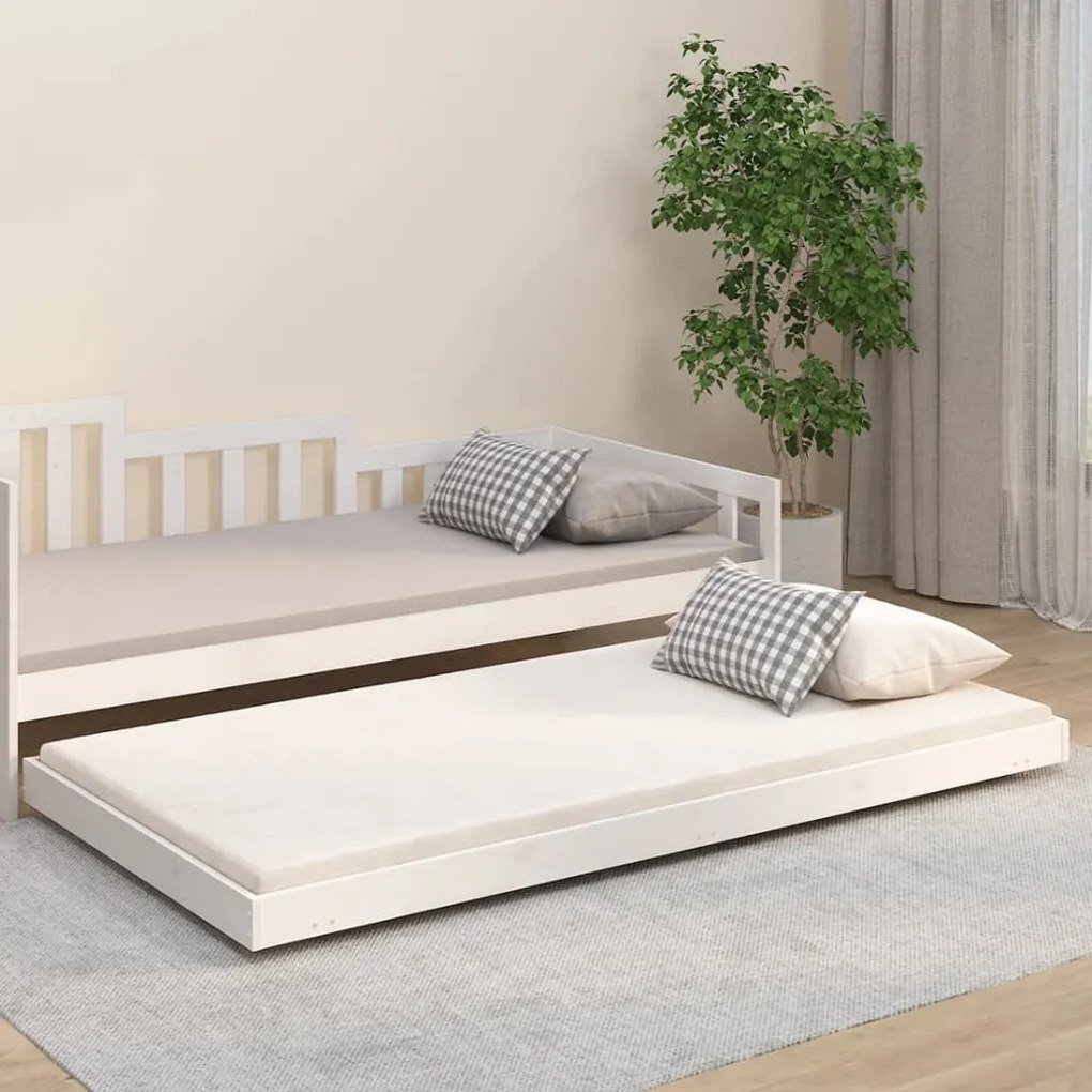 Giroletto Senza Materasso Bianco 90x200 Cm Legno Massello Pino /