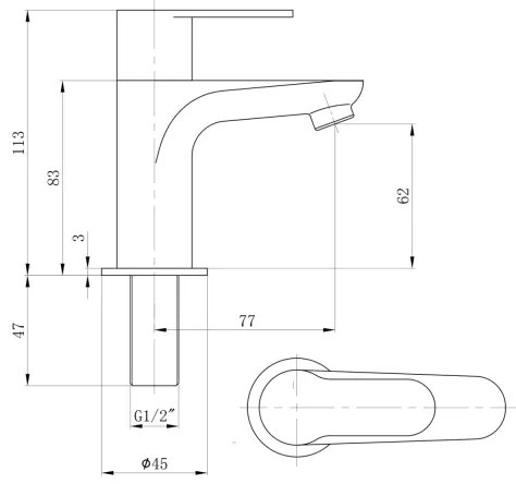Sapho - Miscelatore per lavabo SMALL 11,3 cm cromo lucido