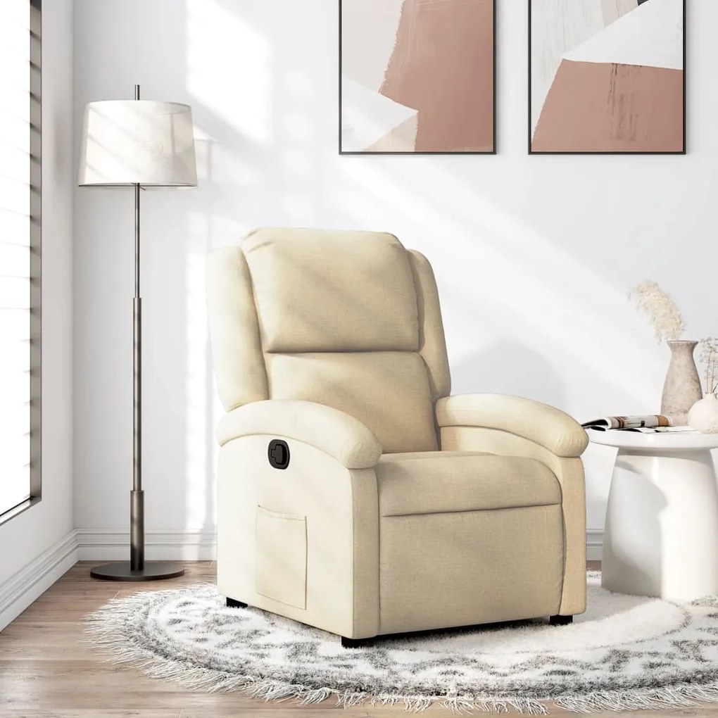 Poltrona Reclinabile İn Tessuto Crema /