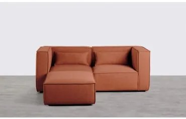 Divano Modulare 2 Pezzi Angolari e Pouf in Tessuto Kilhe Rosso Brick - The Masie