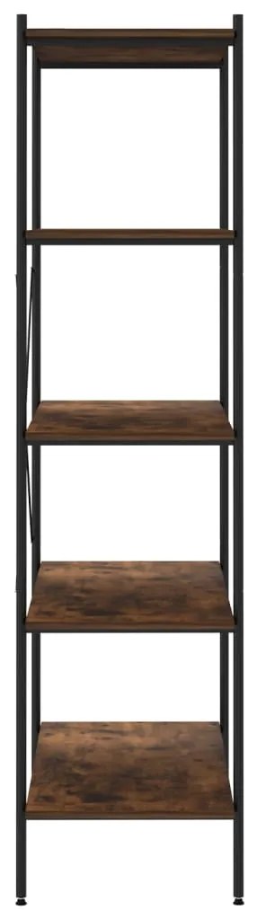 Scaffale con 5 mensole nero e legno scuro 80x40x163 cm