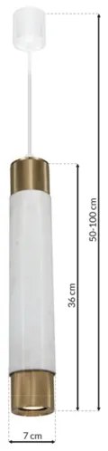 Lampadario a sospensione con filo Marble white/brass 1xGU10/8W/230V