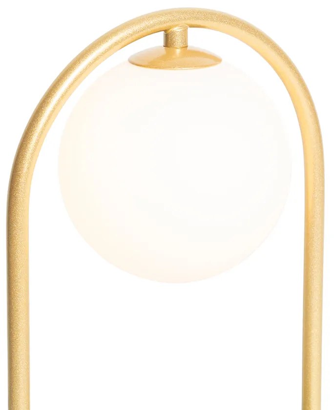 Lampada da tavolo Art Déco dorata con vetro bianco - Isabella