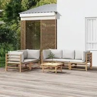 Set Salotto da Giardino 6pz con Cuscini Grigio Chiaro Bambcod mxl 100265