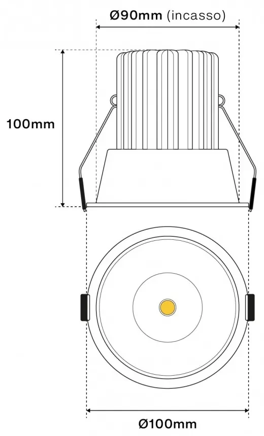 Faro da Incasso 18W Foro Ø90mm Nero IP40 CCT BRIDGELUX LED 3 Parabole Colore Bianco Variabile CCT