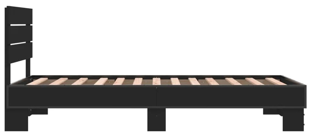 Giroletto nero 90x190 cm in legno multistrato e metallo
