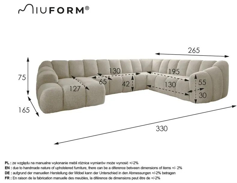 Divano angolare beige (con penisola a destra/a U) Shell – Miuform