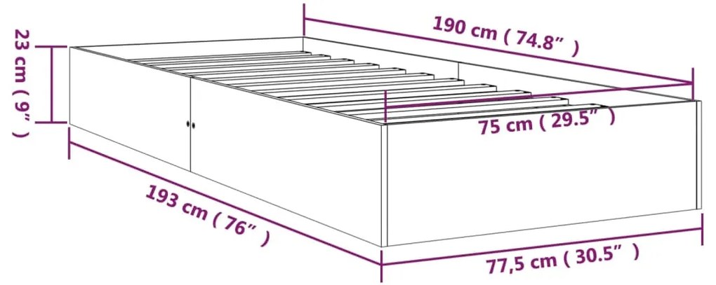 Giroletto Miele in Legno Massello 75x190 cm Small Single