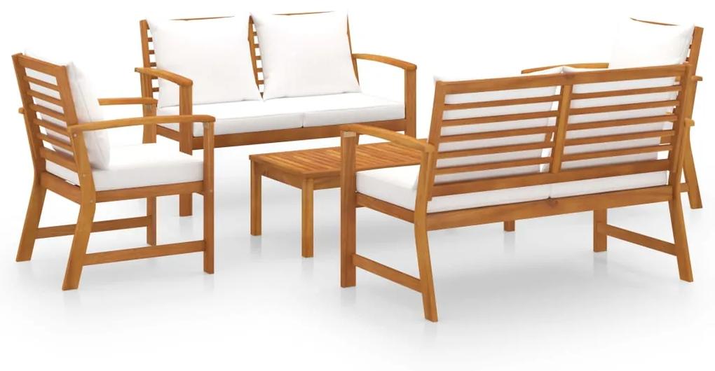 Set divani da giardino 5 pz con cuscini in legno acacia