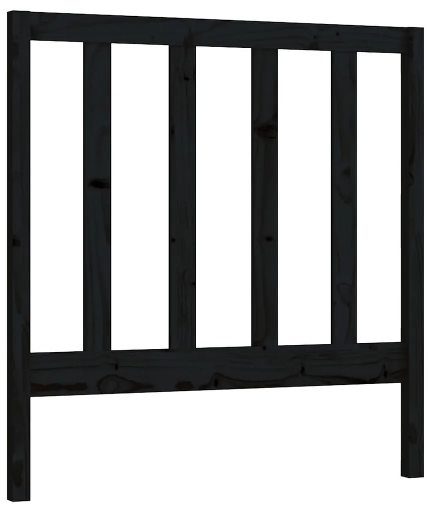 Testiera Per Letto Nera 81x4x100 Cm İn Legno Massello Di Pino /