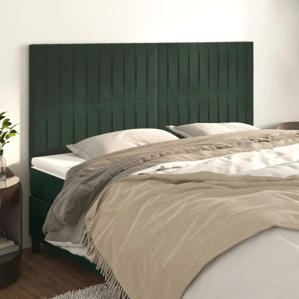 Testiera 4 Pz Verde Scuro 90x5x78/88 Cm İn Velluto /