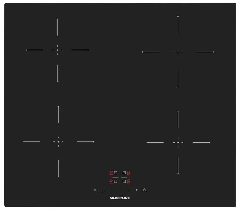 Piano cottura induzione 4 zone L 59 cm IH5445B01 SILVERLINE nero