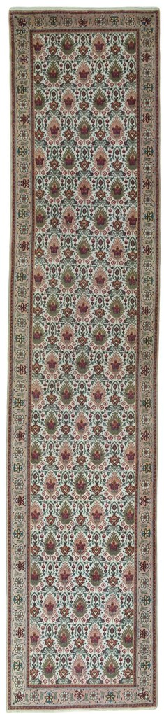 Tabriz Tappeto 90 x 400 Beige (Iran) Annodato A Mano