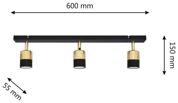 Faretto LED TUBSSON 3xGU10/4,8W/230V nero/oro