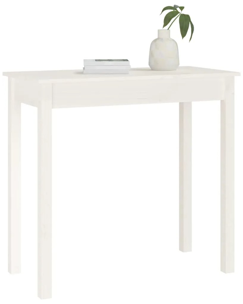 Tavolo consolle bianco 80x40x75 cm in legno massello di pino