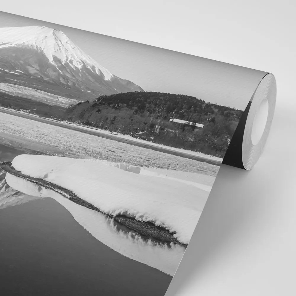Carta da parati – Monte Fuji giapponese in bianco e nero