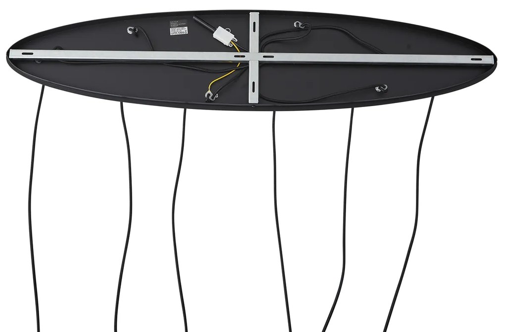 Lampada a sospensione nera con vetro ambrato, fumé e trasparente a 6 luci - Elena